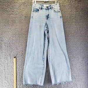 Hidden Jeans Womens Size 27 Light Blue Nori High-Rise Wide Leg Frayed Hem Denim